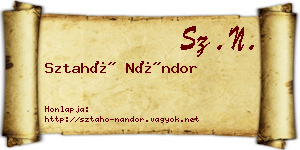 Sztahó Nándor névjegykártya