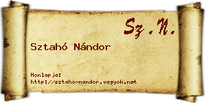 Sztahó Nándor névjegykártya